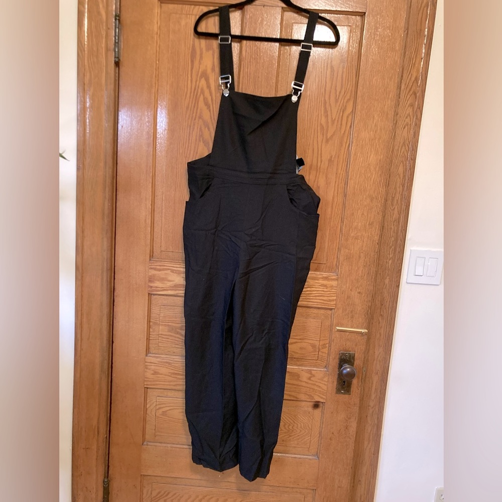 Collectif Kayden Black Overalls Dungarees with Wide Leg Pant Size 22 US 26 UK